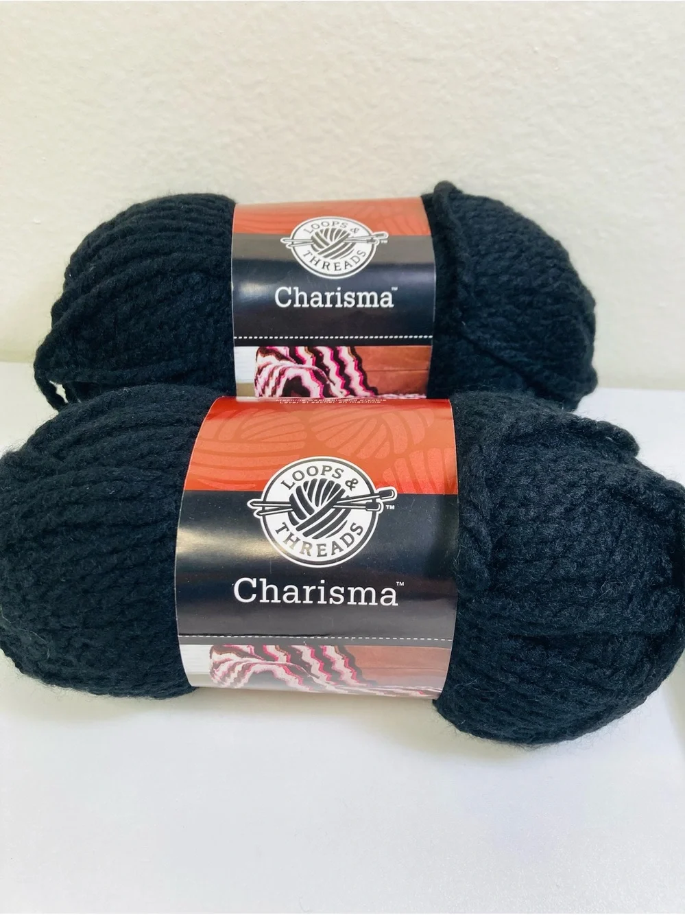 2 NEW (200g + total) Loops & Threads Charisma Super Chunky Yarn in Black